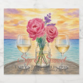 Persoonlijke Sip & Sunset Champagne Fles Sparkling Wijnetiket (Enkel label)