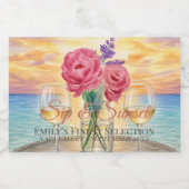 Persoonlijke Sip & Sunset Mini Mousserend Sparkling Wijnetiket (Enkel label)