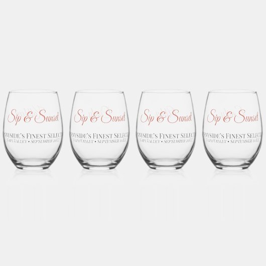 Persoonlijke Sip & Sunset Steel Wine Glas Set  (Voorkant)