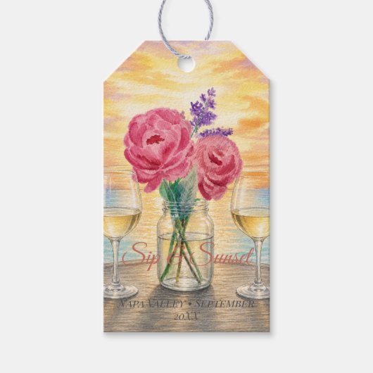 Persoonlijke Sip & Sunset Weekend Welkomstcadeauta Cadeaulabel (Voorkant)