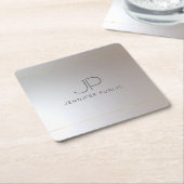 Persoonlijke Sjabloon Gold Silver Monogram Initiaa Kartonnen Onderzetters (Schuin)