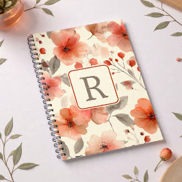 Persoonlijke Sjabloon met Mooie Bloemen Monogram Notitieboek