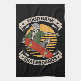 Persoonlijke Skateboard Neus Greep Skelet Skater  Theedoek