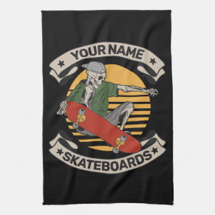 Persoonlijke Skateboard Neus Greep Skelet Skater  Theedoek