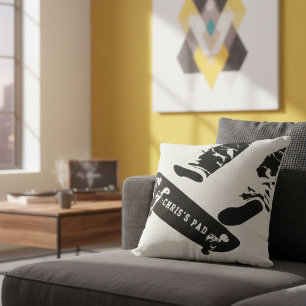 Persoonlijke Skateboard Sprong - Zwart en Wit Kussen