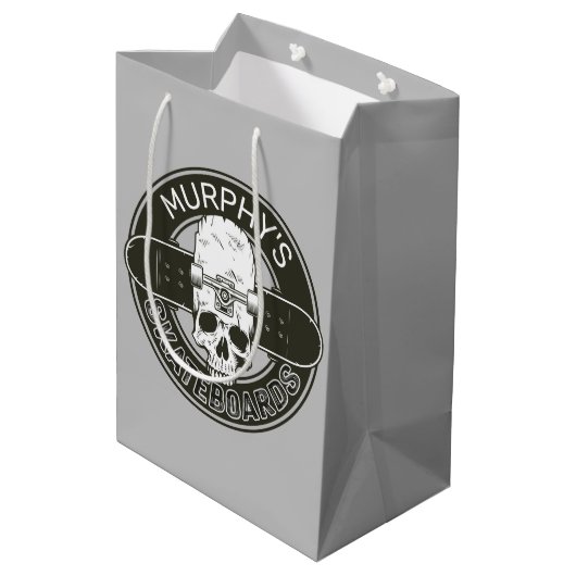 Persoonlijke Skater NAAM Schedel Skateboarden Skat Medium Cadeauzakje (Achterkant Gekanteld)