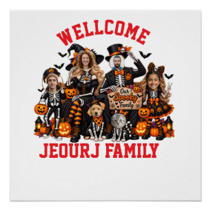 Persoonlijke Skeleton Familie Halloween Aangepas Perfect Poster