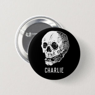 Persoonlijke  Skull Halloween-partijnaam Ronde Button 5,7 Cm