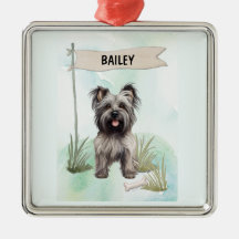 Persoonlijke Skye Terrier-waterverf Hondennaam