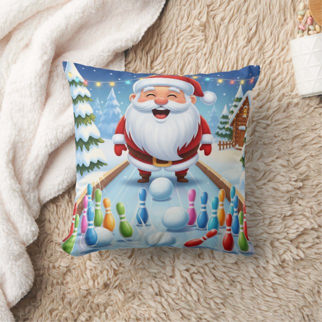 Persoonlijke Slaande Kerstman Bowling  Kussen (Deken)