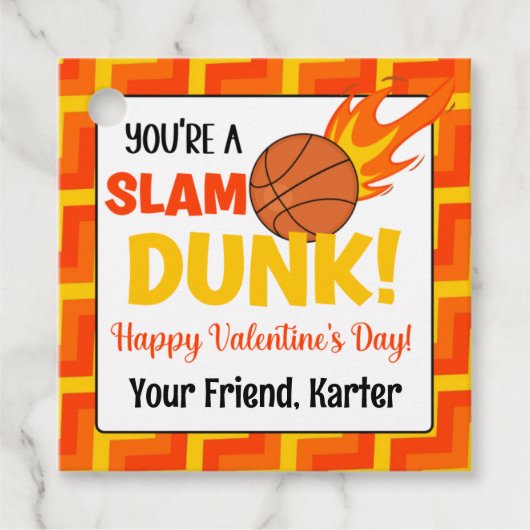 Persoonlijke Slam Dunk Basketball Valentijnsdag Bedankjes Labels (Voorkant)