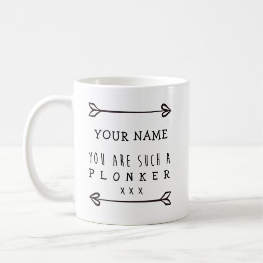 Persoonlijke sleepbok - Plonker - Funny Mug Koffiemok (Links)