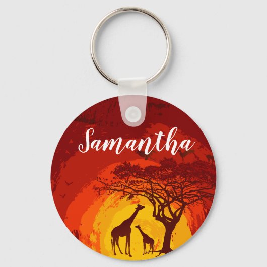 Persoonlijke Sleutelhanger African Safari Giraffe  (Voorkant)