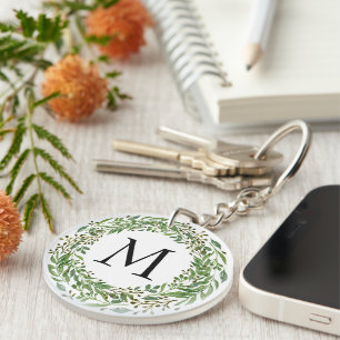 Persoonlijke sleutelhanger met monogram en krans