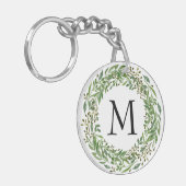 Persoonlijke sleutelhanger met monogram en krans (Voorkant Links)
