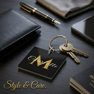 Persoonlijke sleutelhanger met naam en monogram