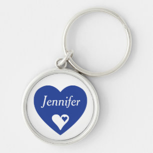Persoonlijke Sleutelhanger Navy Blauwe Hart Liefde