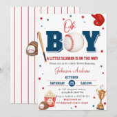 Persoonlijke Slumdunk Oh Boy Baseball Baby shower Kaart (Voorkant / Achterkant)