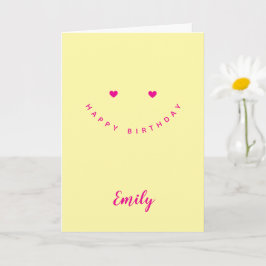 Persoonlijke Smiley Face Harten, Minimale Verjaard Kaart
