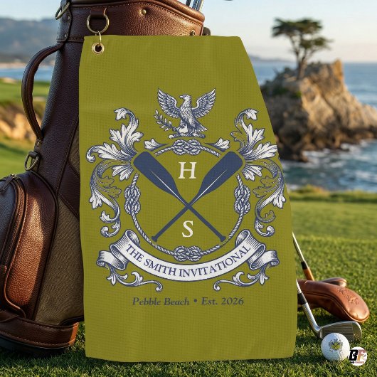 Persoonlijke Smith Invitational Crest & Oars Olijf Golfhanddoek