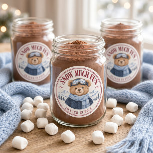 Persoonlijke Sneeuw Veel Plezier Ski Teddybeer Ronde Sticker