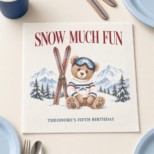 Persoonlijke Sneeuw Veel Plezier Ski Teddybeer Ver Servet
