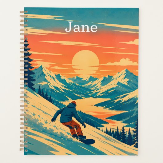 Persoonlijke Sneeuwboard Berg Zonsondergang Aangep Planner (Voorkant)