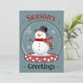 Persoonlijke Sneeuwbol Sneeuwman Kerstkaart (Staand voorkant)