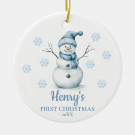 Persoonlijke Sneeuwman Baby's Eerste Kerstmis Keramisch Ornament