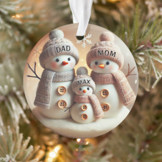 Persoonlijke Sneeuwman Familie Ornament