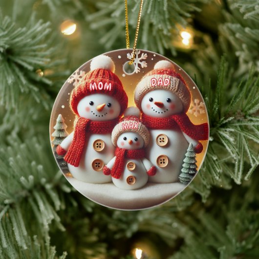 Persoonlijke Sneeuwman Familie Ornament (Boom)