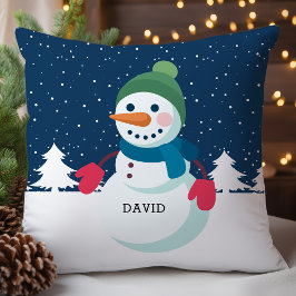 Persoonlijke Sneeuwman Jongen Kerstmis Kussen