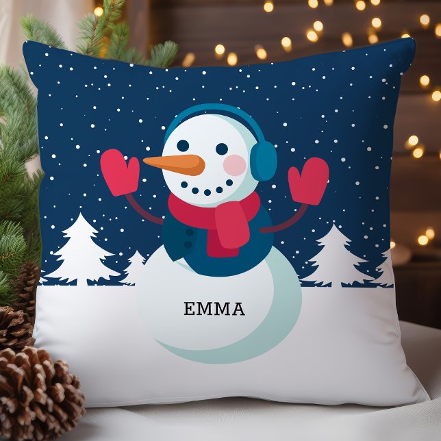 Persoonlijke Sneeuwman Kerst Kussen (Creator heeft geüpload)