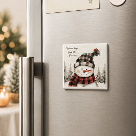 Persoonlijke Sneeuwman Kerst met Familienaam Magneet