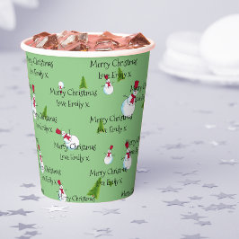 Persoonlijke Sneeuwman Kerstfeest Papieren Bekers