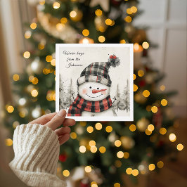 Persoonlijke Sneeuwman Kerstkaart met Familienaam