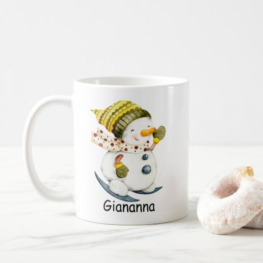 Persoonlijke Sneeuwman Koffiemok (Met donut)