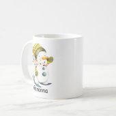 Persoonlijke Sneeuwman Koffiemok (Voorkant links)