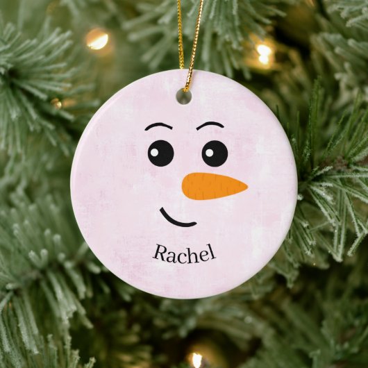Persoonlijke Sneeuwman Naam Keramisch Ornament (Boom)