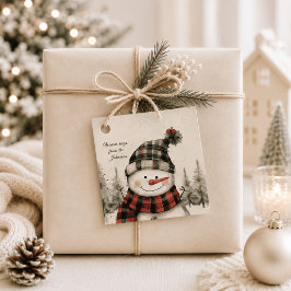 Persoonlijke Sneeuwman Plaid Kerst Cadeautags Bedankjes Labels