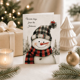 Persoonlijke Sneeuwman Plaid Kerst Familie Naam Feestdagen Kaart
