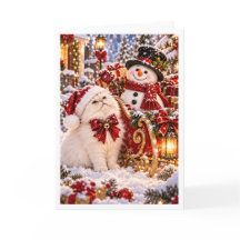 Persoonlijke Sneeuwman & Witte Perzische Kat Kerst
