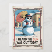 Persoonlijke Sneeuwman Zon Grappig Vintage Feestdagenkaart (Voorkant)