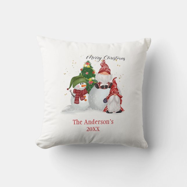 Persoonlijke Sneeuwmannen Kabouters Kerstmis  Kussen (Voorkant)
