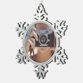 Persoonlijke Sneeuwvlok Foto Kerstbal, Tin Sneeuwvlok Ornament (Rechts)