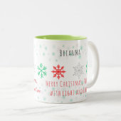 Persoonlijke Sneeuwvlok Kerstmis Tweekleurige Koffiemok (Voorkant rechts)