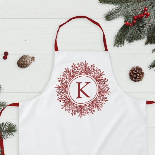 Persoonlijke Sneeuwvlok Monogram Kerstmis Schort