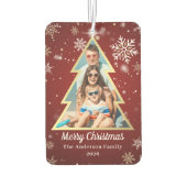 Persoonlijke sneeuwvlokken Merry-kerstboom Foto Luchtverfrisser (Achterkant)