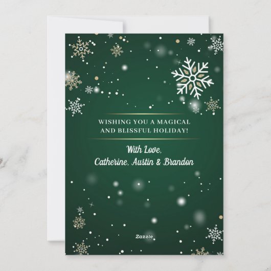 Persoonlijke Snowflakes Gold-kerstboom Foto Feestdagenkaart (Achterkant)