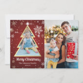 Persoonlijke Snowflakes kerstboom 2 Foto Feestdagenkaart (Voorkant)